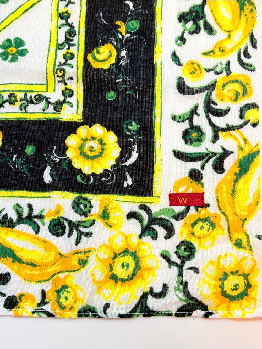 Worth NY Cotton Blend Scarf Wrap 25x97 Long Sheer Yellow Floral Bird Pareo